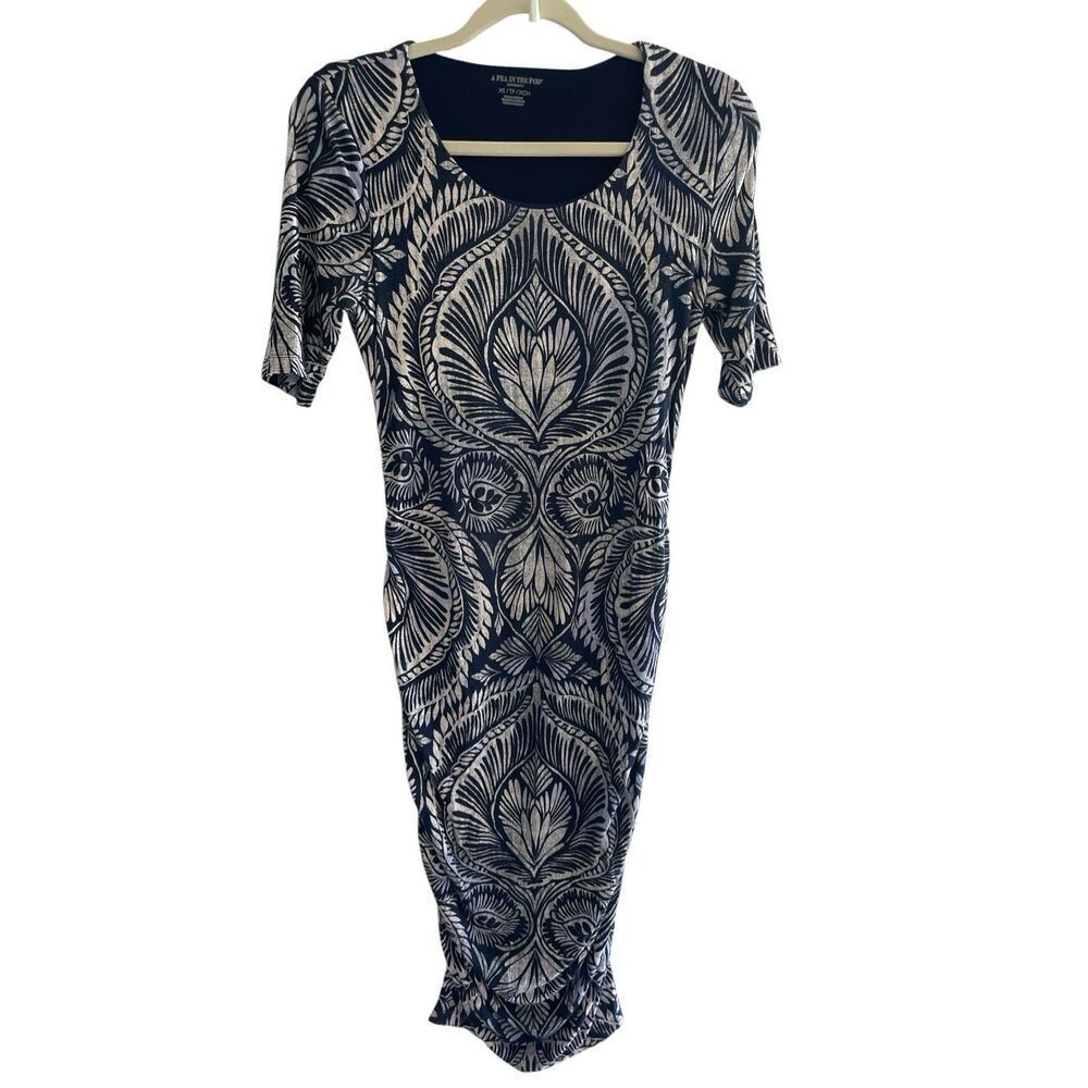 A Pea In The Pod Navy Fitted Jersey Stretch Dress Maternity Women’s XS Soft